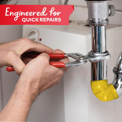 XFasten Self-fusing Silicone Tape Pro, Yellow, 1.5-Inch x 15-Feet, 30mils Non-Adhesive Thick Silicone Repair Tape for Leaky Pipe Drain, Tool Grip, Electrical Wires, PVC Pipe Leak, and Water Sealing