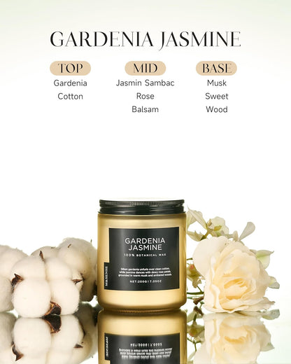 M&SENSE Gardenia Jasmine Scented Candle, 50 Hours Slow Burning Clean Non Toxic 7.05oz 2 Wicks Highly Scented Aromatherapy Candle for Housewarming Gifts, Long Lasting Fragrance for Bath & Office