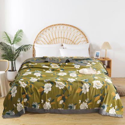 Boho Throw Blanket for Bed - 100% Pure Cotton Ultra Soft Rustic Quilt - Farmhouse Decor Bed Blankets, All Season Rustic Throw for Sofa Couch Chair(91''x 98'', Flower Branch)