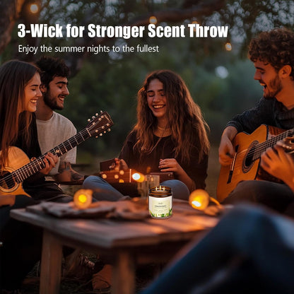 Auelife Lemongrass Scented Candle | 3-Wick Jar Candle - 12oz Natural Soy Wax - Citronella Scent for Indoor Outdoor Use, Long Lasting Aromatherapy Gifts for Fathers Day, Summer, 50+ Hour Burn