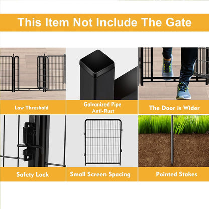 Doorless 48 in(H) Decorative Garden Fence and Borders, 12 Panels Total 26.6 Ft(L), Outdoor Dog Fence, Fencing for Garden Beds, Dog Play Pen Outdoor, Flower Bed Fencing, Black