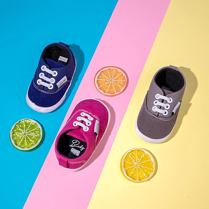 Morbido Infant Baby Boys Girls Canvas Sneaker Toddler Slip On Anti Skid Newborn First Walkers Candy Shoes for 0-18 Months