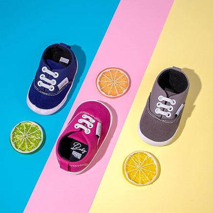 Morbido Infant Baby Boys Girls Canvas Sneaker Toddler Slip On Anti Skid Newborn First Walkers Candy Shoes for 0-18 Months