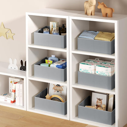 DIMJ Large Closet Storage Bins 8 Pack - Fabric Trapezoid Closet Organizer Bin, Foldable Storage Baskets for Shelves, Closet Shelf Organizer, Clothing Storage Box for Toys, Books, Towel, Clothes, Gray