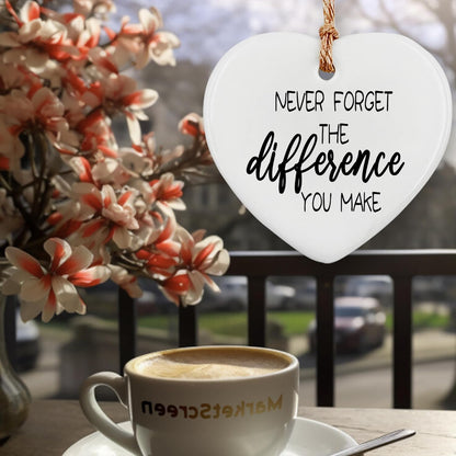 Thank You Gifts for Women Men - Never Forget The Difference You Make Ceramic Ornament Keepsake Appreciation, Retirement Gifts for Women Men, Farewell, Goodbye, Leaving Ideas for Coworker, Boss