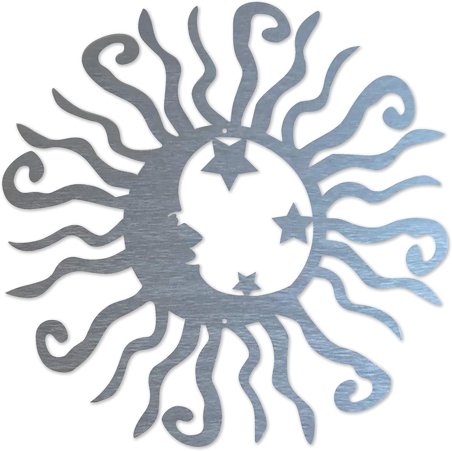 Riverside Designs Wacky Solar Moon Metal Wall Art Steel Outdoor Decor | Heavy-Duty and Waterproof | Made in USA (Silver, 12L x 12W)