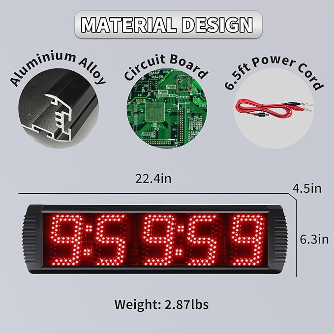 Race Clock with Tripod for Running Events, Large LED Stopwatch with Remote,Countdown/Count up Gym Timer for Home,Wall Digital Time Clocks