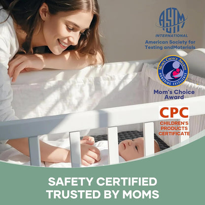 OhGeni 100% Waterproof Mattress Protector, Crib-Gray Size Mattress Pad, Fits 3"-6" Mattresses with Deep Pocket, Cooling, Breathable Fitted Sheets, Soft Bed Cover, Noiseless, Machine Washable