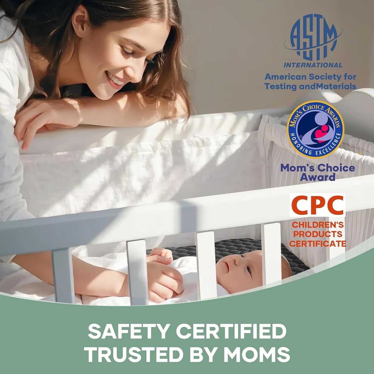 OhGeni Waterproof Mattress Protector, Mini Crib-Gray, Fitted Sheet with Stretchable Pockets, Deep Sleep Noiseless Soft. Breathable Cooling Hypoallergenic Material, Mattresses Cover for Bed