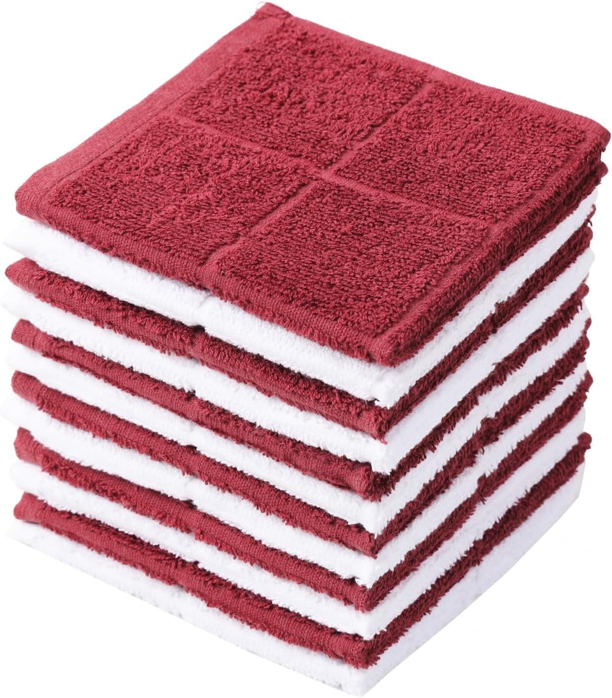 Glynniss Dishcloths Kitchen Highly Absorbent Dish Rags 100% Cotton Dish Cloths for Washing Dishes (red White)