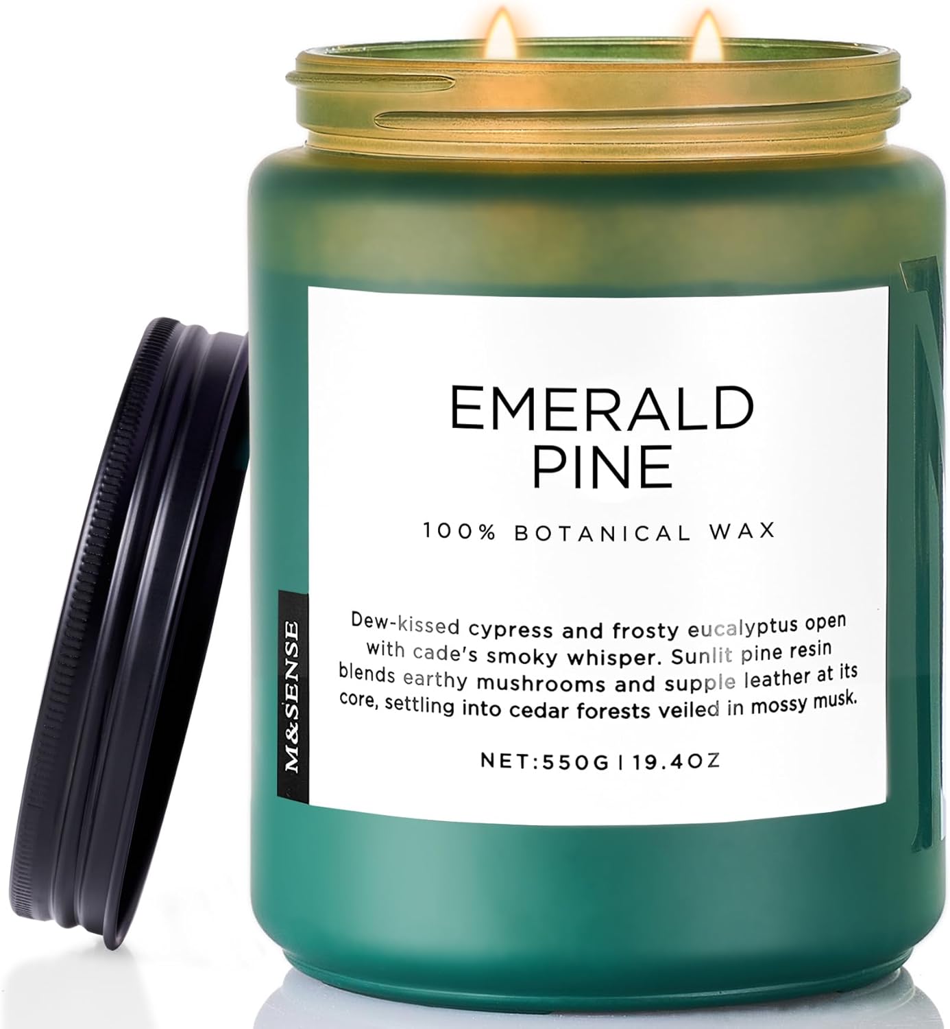 M&SENSE Pine Scented Candles Natural Soy Wax Clean Non Toxic 19.4oz 110 Hours Large Long Lasting Christmas Winter Scented 2 Wicks Candle Gift for Holiday & Family Friends Teachers