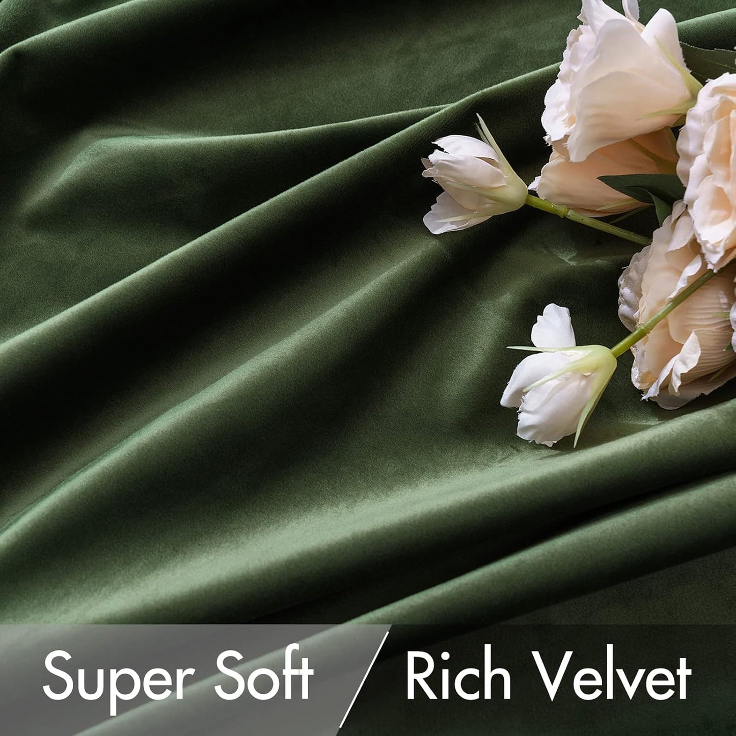 MIULEE Olive Green Velvet Curtains 84 inches 2 Panels - Pinch Pleated Luxury Room Darkening Window Drapes for Bedroom Living Room Blackout Thermal Insulated Super Soft, Back Tab Rod Pocket, W52 x L84