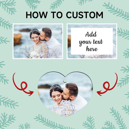 Personalized Christmas Ornaments 2025 Wood Custom Picture Text Hanging Ornament Customized Christmas Tree Decorations Keepsake Gift for Family Couples Xmas Tree Home Decor