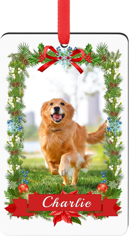 Personalized Christmas Ornament 2025 - Custom Dog Photo & Name, 1st Xmas Gift for Pet Lovers - Customized Dog Ornaments for Christmas Tree, Pet Memorial Gifts