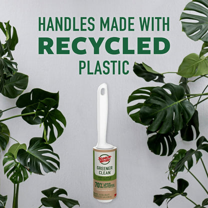 Scotch-Brite Greener Clean Lint Roller, Reusable Lint Rollers for Clothes, Furniture, and Pet Hair, Tidy Up Fabrics with a More Sustainable Fuzz Remover, 2 Roller, 4 Refills