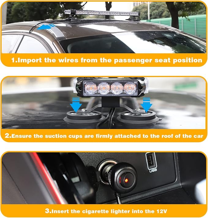 WINECO Amber 29.5" LED Rooftop Strobe Lights Bar, Double Side Flashing Emergency Hazard Caution Warning Beacon Lightbar w/Magnetic Base for Construction Vehicles Tow Trucks Vans Tractor Snowplow…