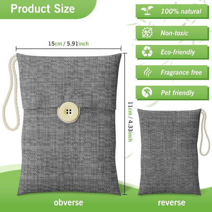Charcoal bags Odor Absorber Activated Bamboo Charcoal Air Purifying Bag for Home Odor Eliminator Car Air Freshener for Closet Deodorizer Shoe Room Basement Litter Box Pet safe Bag 15Packs×100g
