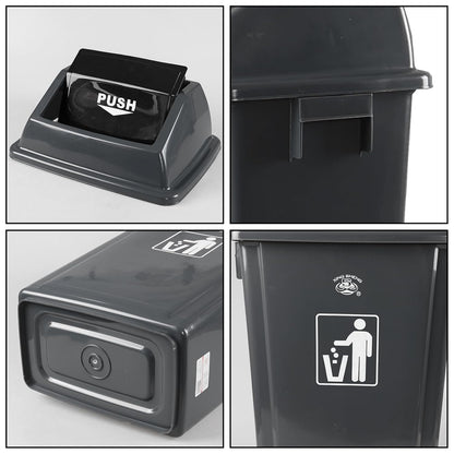 18 Gallon Grey Commercial Trash Can with Swing Lid, Garbage Can for Outdoor Office Restaurant School Kitchen (Pack of 4)