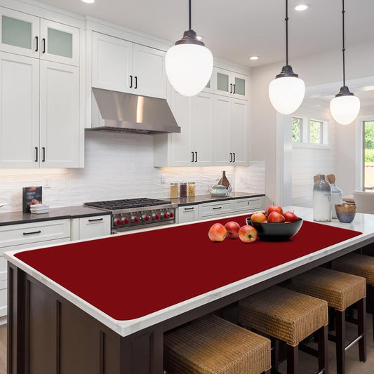 Quality Silicone Table Mat 47x24 Inch - High Heat Resistant (Lab Tested 482°F), Non-Slip Oil-Resistant Surface for Baking & DIY | Waterproof & Easy Clean (Red)