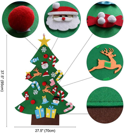 AerWo DIY Felt Christmas Tree Set + 26pcs Detachable Ornaments, Kids Wall Hanging Xmas Gifts for Christmas Decorations