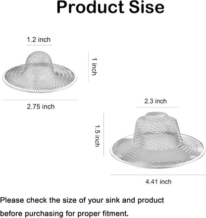 20PCS Stainless Steel Slop Basket Filter Trap, 2.75" & 4.41" Bathroom Sink Drain Strainer Mesh, Mesh Drain Cover Drain Sink Screen for Bathroom Bathtub Kitchen Laundry Lavatory Balcony RV Floor Drain