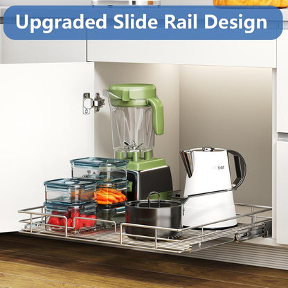 ROOMTEC Pull Out Cabinet Organizer, Cabinet Pull Out Shelves 25½" W x 21½" D, Heavy Duty Cabinet Drawers Slide Out Kitchen Cabinet Organizers Storage Shelf