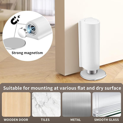 Magnetic Door Stoppers WYGWP Stainless Steel No Drilling Wedge Stops Heavy Duty Catch Holder to Keep Doors Open (White Door Stop)