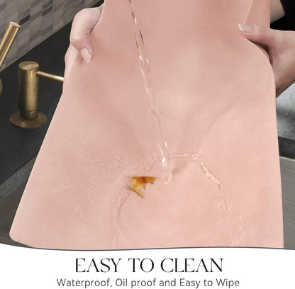 MOSAYT Vinyl Placemats Set of 4-12 X 17 Inch - Faux Leather 100% Waterproof Oil-Proof Wipeable PU Place Mats, Heat Resistant Reversible Table Mats for Kitchen, Dining, Outdoor (Pink)