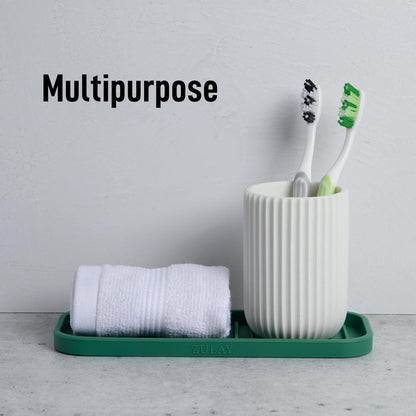 Zulay Kitchen (9x3.5) Silicone Sponge Holder for Kitchen Sink - Flexible Multipurpose Soap Tray - Sink Organizer for Kitchen, Bathroom, Makeup, Trinkets & More (Pine Green)