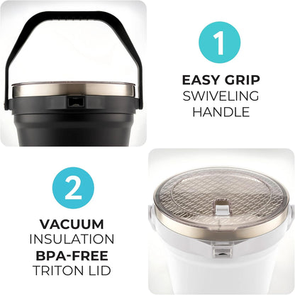 Large Insulated Ice Bucket with Lid – Stainless Steel Ice Bucket and Scoop – Ice Buckets for Parties, Bars – Ice Bucket with Lid and Scoop – Outdoor Ice Bucket, Cocktail Use (Black)