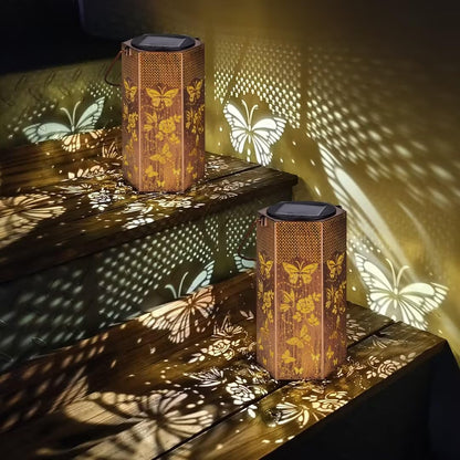 2 Pack Butterfly Solar Lanterns Outdoor Waterproof - Birthday Gifts for Women, Mom, Butterflies Solar Lights Outdoor Hanging Garden Decor for Outside, Patio, Outdoor, Yard, Lawn, Balcony