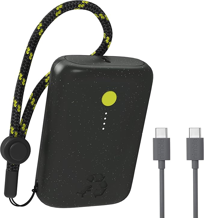 Nimble Champ Portable Charger, 10,000mAh Power Bank Fast Charging, 20W Dual USB-C Battery Pack with Cable, Travel Essential Power Bank for iPhone Laptops Galaxy Tablet Pixel iPad Macbook Kindle Airpod
