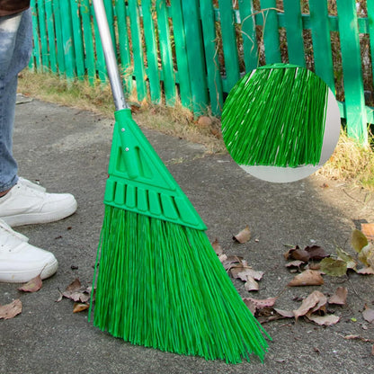 Courtyard Broom/Heavy-Duty Broom Long-Handled Commercial Broom Angle Broom for Outdoor Courtyard Garage Lobby Mall Market Floor（Grey+Green）