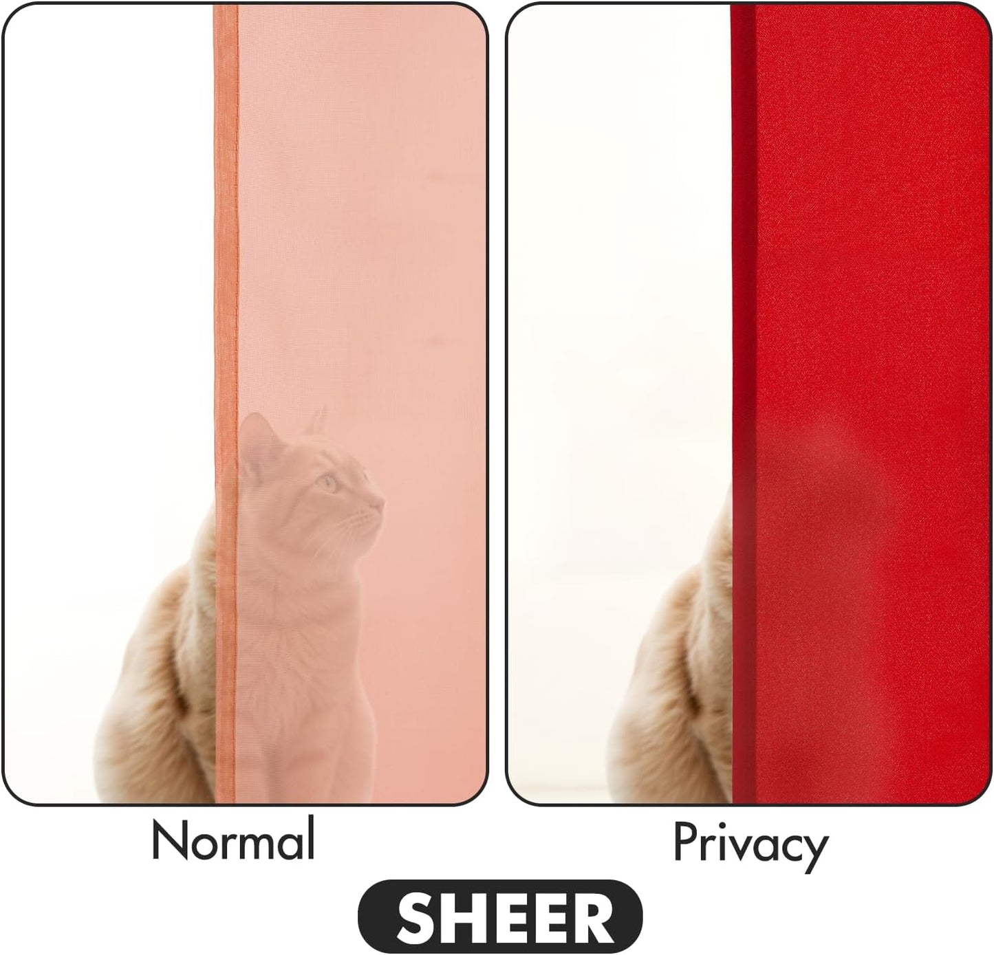 MIULEE Red Privacy Sheer Curtains That Let Light in 72 Inches Long Non-See-Through Semi Sheer Curtain Light Filtering Window Curtains Christmas Drapes for Living Room Bedroom 2 Panels Set 42 X 72