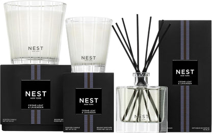 NEST New York Scented Classic Candle, Cedar Leaf & Lavender - 8.1 oz - Up to 60-Hour Burn Time - Reusable Glass Vessel