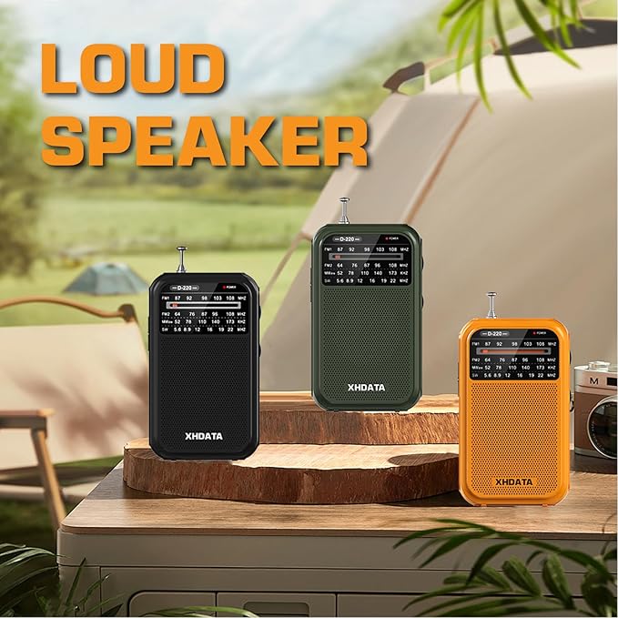 XHDATA D220 Portable AM FM SW Shortwave Receiver Pocket Radio, 2 AA Battery Operated, Transistor Radios with Excellent Reception for Family or Elder (Green)