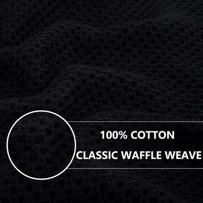 Homaxy 100% Cotton Waffle Weave Kitchen Dish Towels, Ultra Soft Absorbent Quick Drying Cleaning Towel, 13 x 28 Inches, 24-Pack, Black