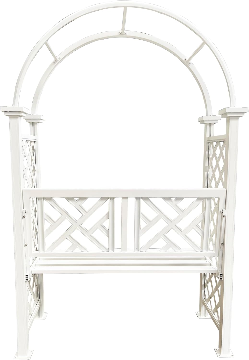 White Aluminum Garden Arbor Arch with 2-Seater Bench