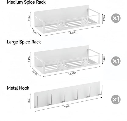 Magnetic Spice Rack,Magnetic Shelf for Fridge,Spice Organizer,Fridge Organizer,Kitchen Storage Organization with Magnetic Hooks,Owl Home Decor(White)