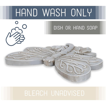 NAT & Jules Animal Character Shaped Dimensional Indoor Outdoor 11 inch Cast Resin Decorative Garden Stepping Stone, Patio, Walkway Sculpture Yard Art, Stone Grey Dragonfly