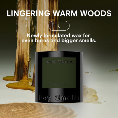 Hinoki Fantôme Scented Candles for Men and Women - 8.5 oz - Soy, Coconut Wax Candle Blend - Aromatic Candles for Home with Japanese Cypress, Jasmine and Smoked Amber - 50-Hour Burn - Cotton Wick