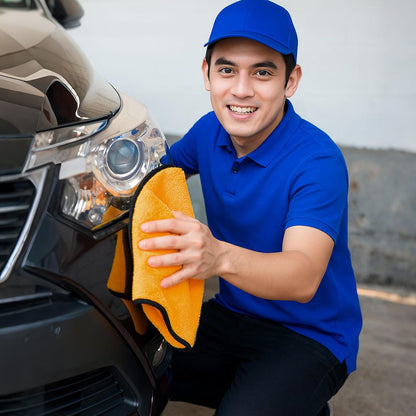 Tallew 12 Pcs Microfiber Towels 16 Inch x 16 Inch Microfiber Cloth Car Drying Towels for Cars Washing Polishing Office Windows Cleaning Household Supplies (Yellow)