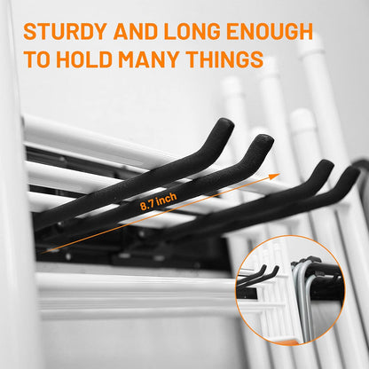 Wallmaster Garage Storage Organization Wall Mount, Garden Tool Rack Organizer Heavy Duty Folding Chair Hangers with 6 Adjustable Hooks 48inch Tracks Max Load 450lb