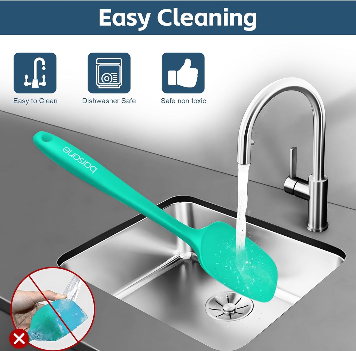 Barsone 5-Piece Silicone Spatula Set（ Heat Resistant 446°F Food Grade BPA Free, Nonstick Cookware Safe Dishwasher Safe Kitchen Tools for Baking, Cooking, Stirring, Multicolor）