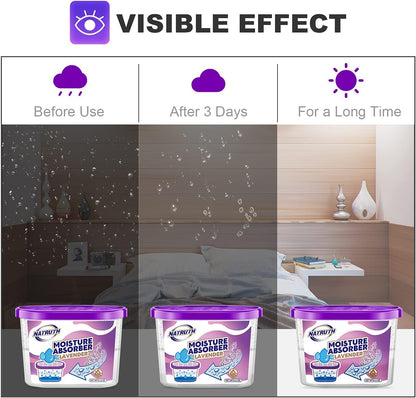 NATRUTH Moisture Absorbers 10.5OZ*6-Pack With Lavender Scent,Portable Closet Dehumidifier, Odor Eliminator Absorber Bucket,Humidity Absorber,Cleaner Air Dehumidifier for Closet,Bathrooms, Boats