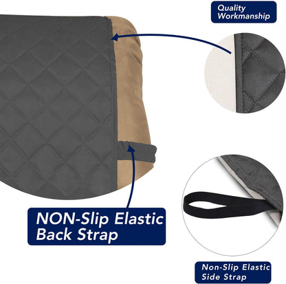 PureFit Reversible Quilted Sofa Cover, Water Resistant Slipcover Furniture Protector, Washable Couch Cover with Non Slip and Elastic Straps for Kids, Dogs, Pets (Small Recliner, Dark Gray/Beige)