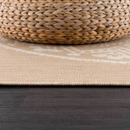 CAMILSON Outdoor Rug 9x12 Modern Area Rugs for Large Indoor and Outdoor Patios and Porches - Waterproof Washable Non-Shedding Easy-to-Clean Outside Carpet (9 x 12, Medallion - Beige/White)