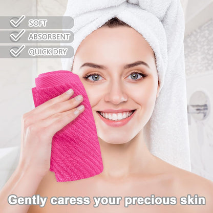 VOOVA & MOVAS Pink Washcloths (6PC, 13"x13") - 100% Cotton | Lightweight | Thick | Quick Dry | Soft | Absorbent, Luxury Towels for Face, Fluffy Wash Cloths for Bathroom, Towel Gift Set, Hot Pink