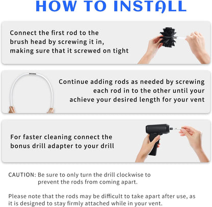 HOKLNUSE Dryer Vent Cleaner Kit Chimney Sweep Cleaning Tools Pellet Stove Cleaner Kit Air Dryer Duct Fireplace Brushes for Easy Lint Cleaning with 4" and 6" Brush Heads (Medium Duty, 25Feet)