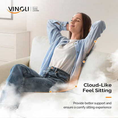 VINGLI 47" Small Couch, Beige Loveseat Mini Couch Mid Century Modern Decor Love Seat for Small Spaces Living Room, Bedroom, Play Room